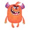 Scary cartoon monster with big mouth full of teeth. Halloween vector illustration of monster mascot.