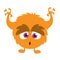 Scary cartoon monster. Vector orange monster illustration.