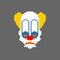 Scary clown pixel art. Terrible 8 bit eyes. Digital nightmare Vector illustration