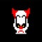 Scary clown pixel art. Terrible 8 bit eyes. Digital nightmare Vector illustration