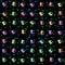 Scary colorful radiant cats seamless pattern