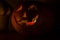 Scary, creepy pumpkin waiting Halloween.