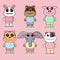 Scary cute animal character cartoon bundle set nft