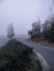 Scary danger road in misty high mountain in Algeria