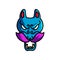 Scary demon animal mask in blue color with violet mustache