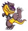 Scary Dinosaur character with karate pose