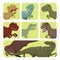 Scary dinosaurs vector tyrannosaurus cards t-rex danger creature force wild jurassic predator prehistoric extinct