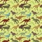 Scary dinosaurs vector tyrannosaurus seamless pattern background t-rex danger creature force wild jurassic predator