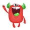 Scary excited cartoon monster. Vector Halloween red monster. Big set of cartoon monsters