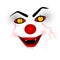 Scary face - creepy clown on the white background