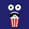 Scary face emotions in the dark Popcorn. Cinema icon flat design style. Movie background