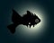 Scary Fish isolated on gradient dark green background - vector