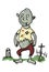 Scary and funny zombie on cemetery