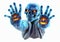 Scary ghost with blue zombie hands will create fear on your Halloween night.