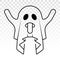 Scary ghost / ghost with sticking out tongue - Line art icons for apps and websites
