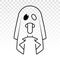Scary ghost / ghost sticking out tongue - Line art vector icon for apps and websites