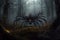 scary giant fantasy spider in dark forest