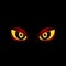 Scary glowing evil animal eyes in red and yellow vector illustration isolated.