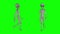 Scary gray alien walks and looks blinking on a green screen. UFO futuristic concept. 3D rendering.