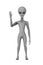 Scary Gray Humanoid Alien  Saying Hello and Waving with Hand. 3d Rendering