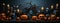Scary Halloween banner, pumpkin carvings vintage lanterns and sculls