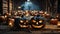 Scary Halloween carved pumpkins outside on Hallows Eve - generative AI