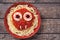Scary halloween food pasta vampire monster face