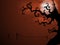 Scary Halloween full moon night background.