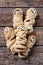 Scary halloween mummy sausages wrapped in dough