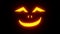 Scary Halloween neon face animation. Halloween pumpkin or ghost grimace video. Fire terrible eyes and