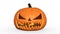 Scary Halloween pumpkin, carved Jack O Lantern, holiday decoration isolated on white background, 3D render