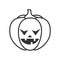 Scary Halloween Pumpkin Outline Flat Icon