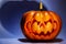 Scary Halloween pumpkin resembling a Chinese dragon head, with a