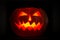 Scary halloween pumpkins jack-o-lantern candle lit