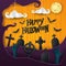 Scary Happy Halloween Paper Art Card Illustration