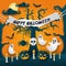 Scary Happy Halloween Paper Art Card Illustration