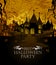 Scary haunted Halloween greeting holiday background