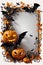 Scary holiday design elements October holiday borders Halloween-themed digital assets