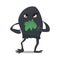 Scary horrible amusing black evil monster blotter microbe virus with thin legs and hands, green mouth Terrible screams stomping is