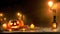 Scary horror background with halloween pumpkin jack o lantern