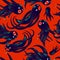 Scary horror monsters seamless vector textile pattern, beasts creatures endless wallpaper, stylish background for Halloween theme