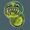 Scary Lime Fruit Monster Character with Teeth Logo Design
