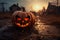 Scary looking Halloween pumpkin. Generative AI