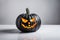 Scary looking Halloween pumpkin, white background
