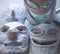 Scary papier mache masks made with your own hands. Handmade paper and dough.