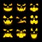 Scary pumpkin faces isolated vector icons set