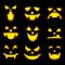 Scary pumpkin faces isolated vector icons set