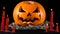 Scary pumpkin, jack lantern, pumpkin halloween, red candles on a black background, halloween theme, pumpkin killer