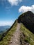 scary ridge walk high up in the swiss mountains alps hiking path brienzer rothorn