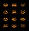 Scary silhouettes of pumpkin faces set. Halloween. Vector illustration